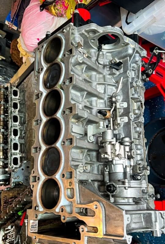 An engine block cylinder bore during a teardown at BMW Experts LLC